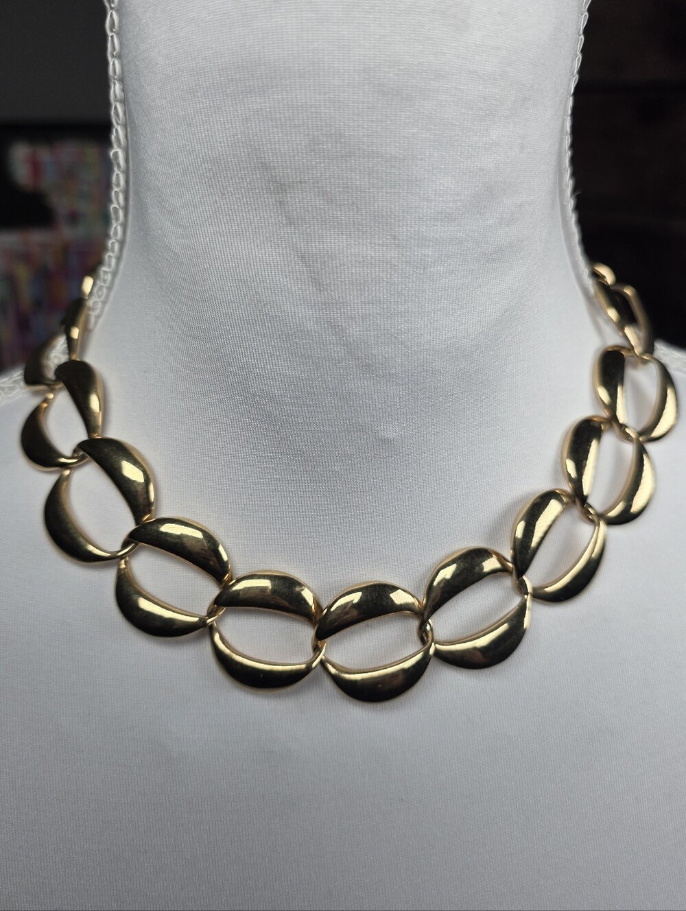 Gold Link Statement Fashion Necklace